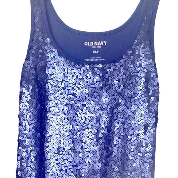 Old Navy Blue Sequin Tank Top Size Small EUC - Picture 2 of 5